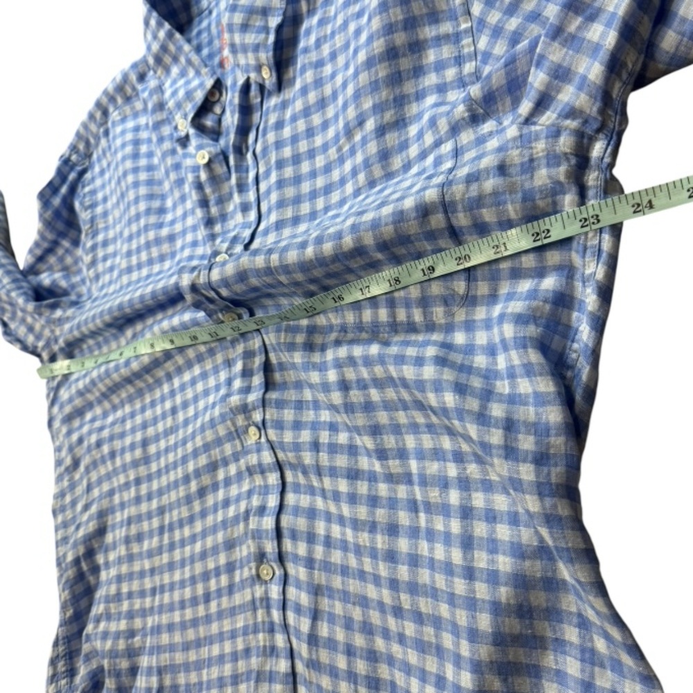 J. Mclaughlin Linen Gingham Button Down Shirt Siz… - image 5